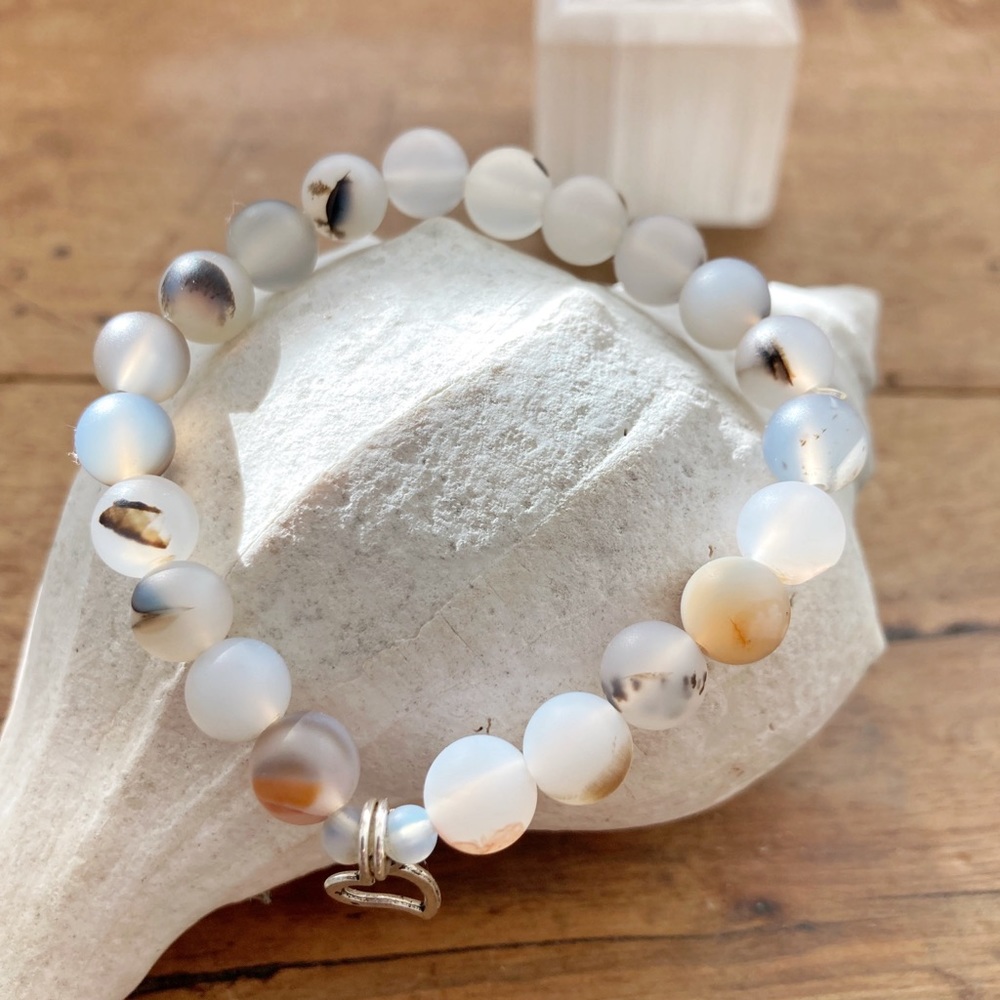Matte Flower Agate Love 🤍 Bracelet